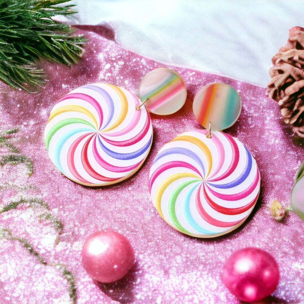 NEW Radiant Blossom Colorful Pop Acrylic Earrings Lollipops Statement Earrings